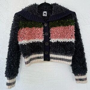 M Missoni Varsity Jacket Small Knit Textured Shag Button Up